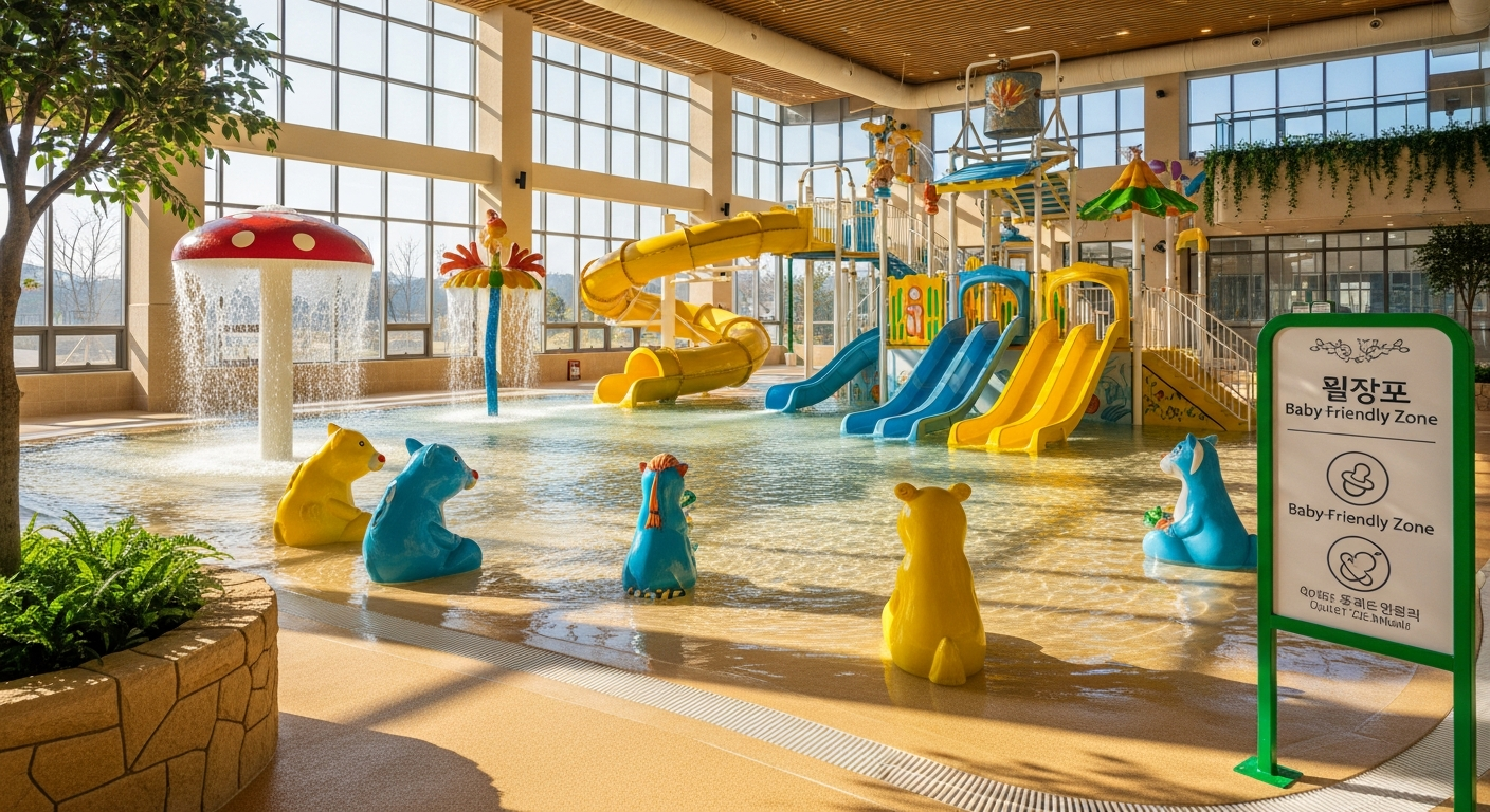 2026년 추천 국내 아기 친화형 온천 리조트의 실내 워터파크 전경 이미지