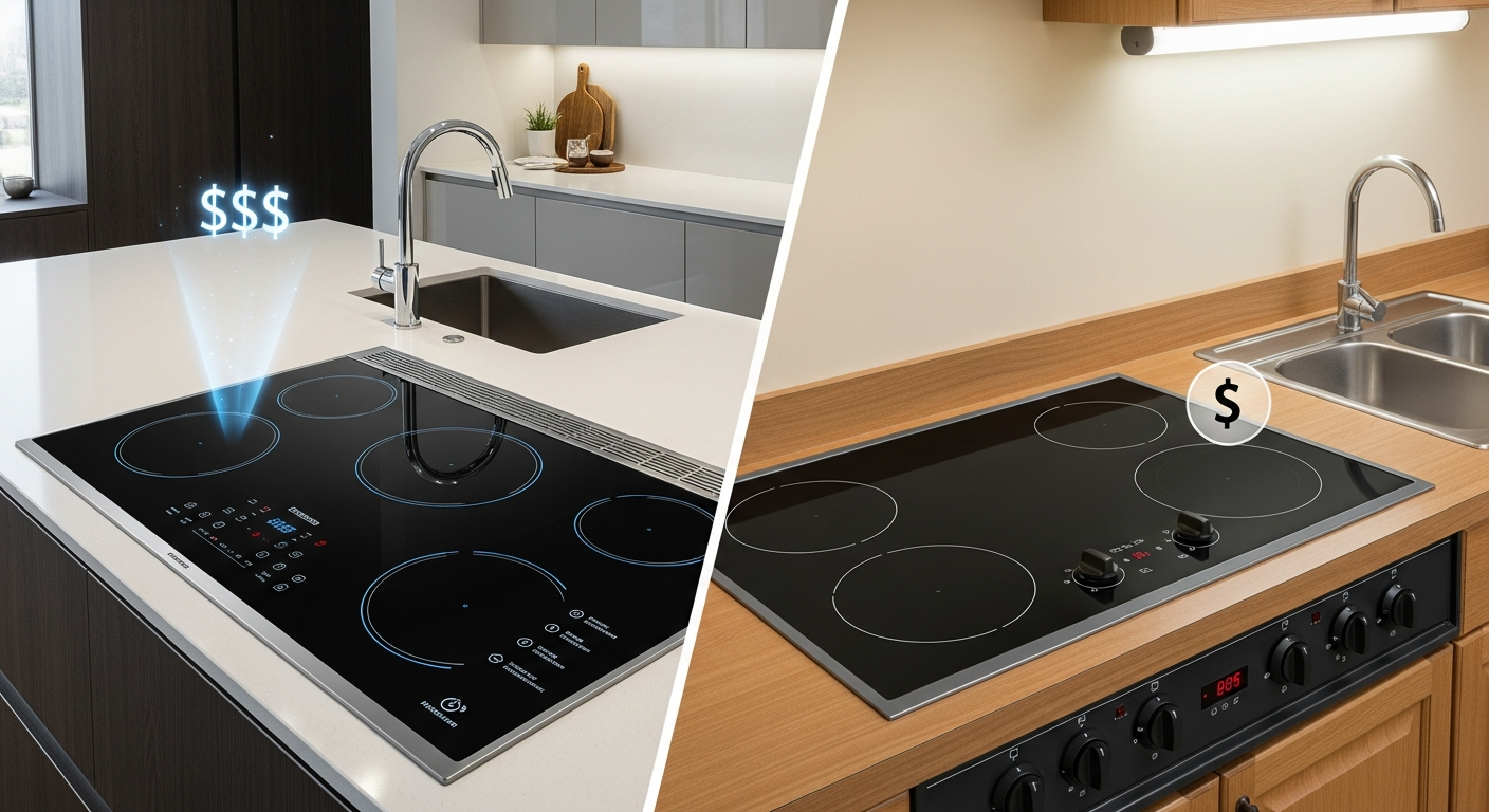 대기업과 중소기업 인덕션의 프리미엄과 실속 기능 비교 이미지