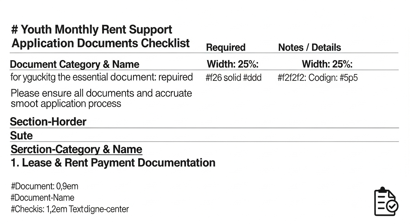 청년월세 지원 신청에 필요한 필수 서류 체크리스트를 보기 쉽게 정리한 이미지