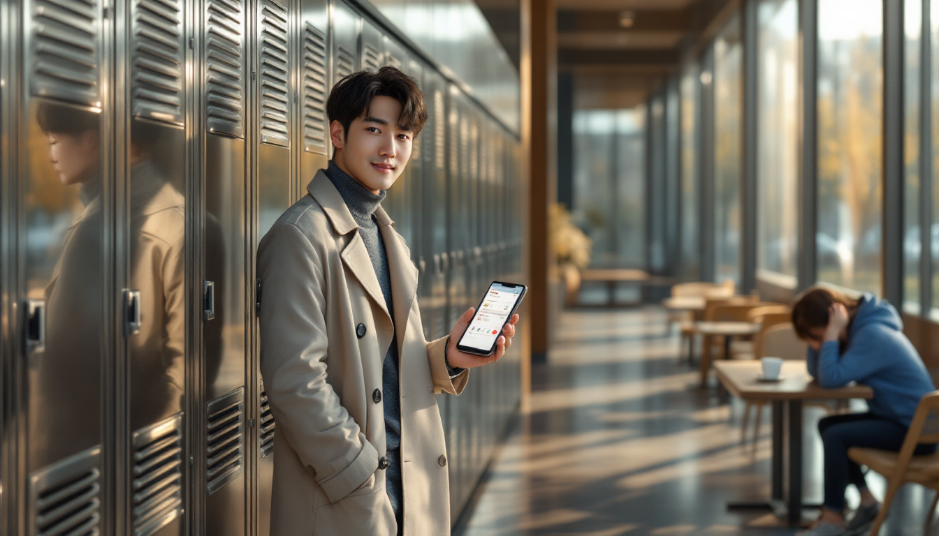 관람 전 스마트폰으로 QR코드를 스캔해 전시 일정과 오디오가이드를 확인하는 한국인 관람객 장면