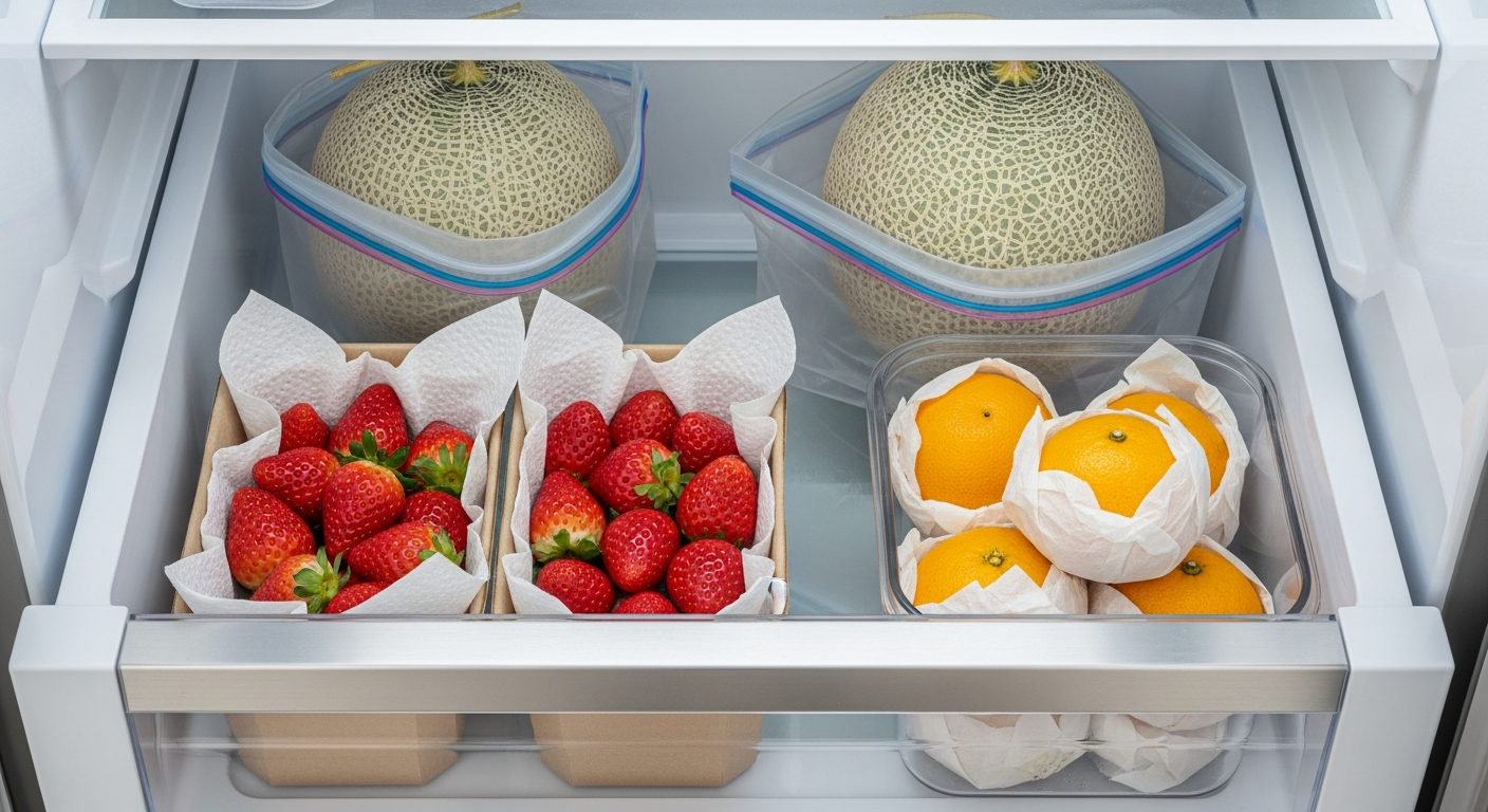 3월 제철과일별 최적 보관법을 시각적으로 표현한 사진