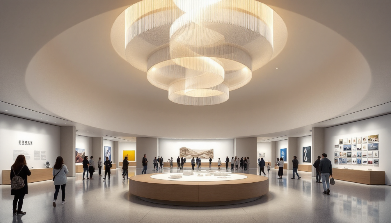 국립중앙박물관 전시실 내부에서 한국인 관람객들이 작품을 조용히 감상하는 장면