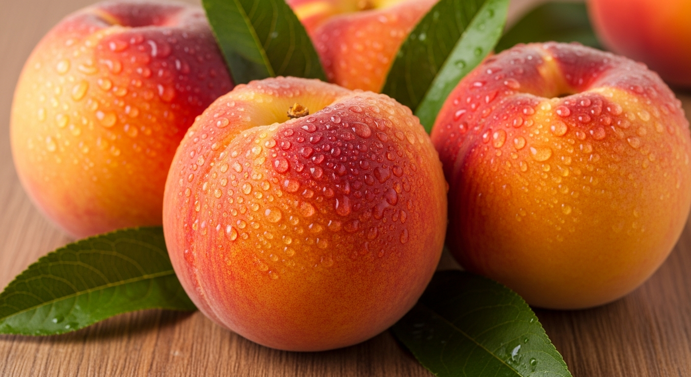 신선하고 촉촉한 복숭아 클로즈업 사진