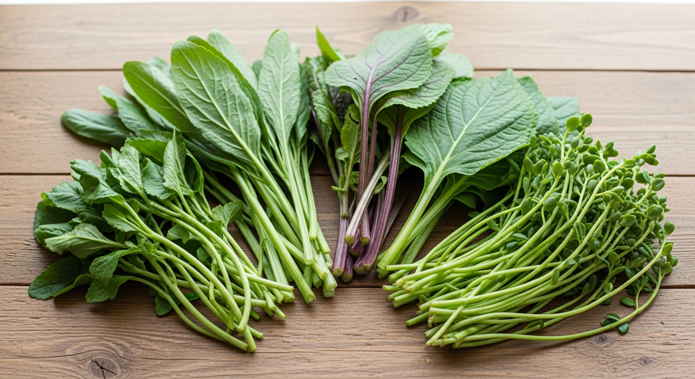 5월의 다양한 제철 채소들이 나무 테이블 위에 예쁘게 놓여있는 모습