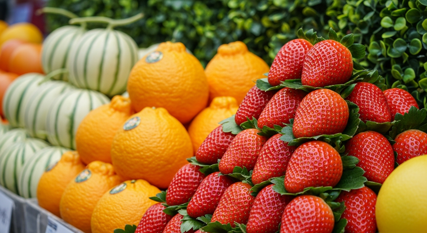 3월 제철과일 종류를 보여주는 신선한 과일 시장 풍경