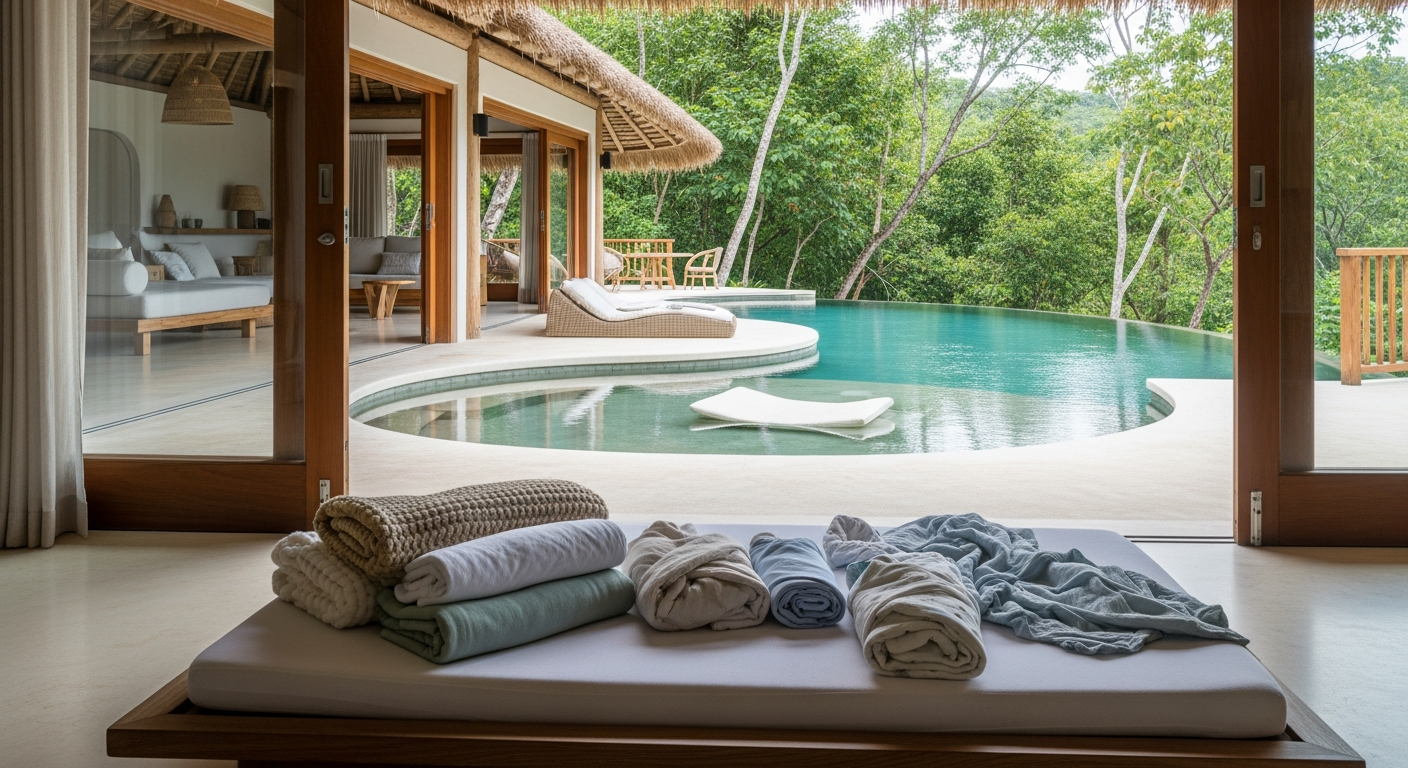 갓 태어난 아기를 위한 자연 속 조용하고 안전한 풀빌라 숙소 이미지