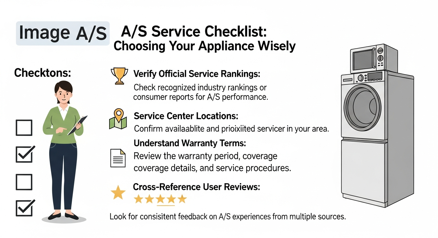 가전제품 구매 전 A/S 체크리스트를 보여주는 인포그래픽