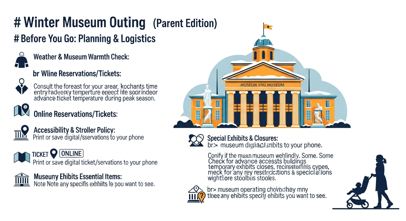 겨울 박물관 나들이를 위한 준비물과 체크리스트 시각화