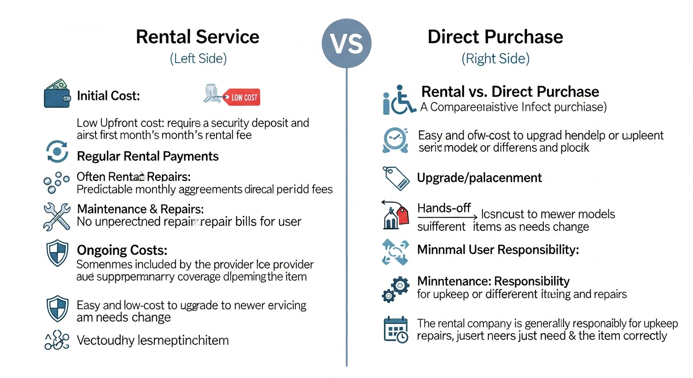 가전제품 렌탈 서비스와 직접 구매의 주요 차이점 비교 인포그래픽