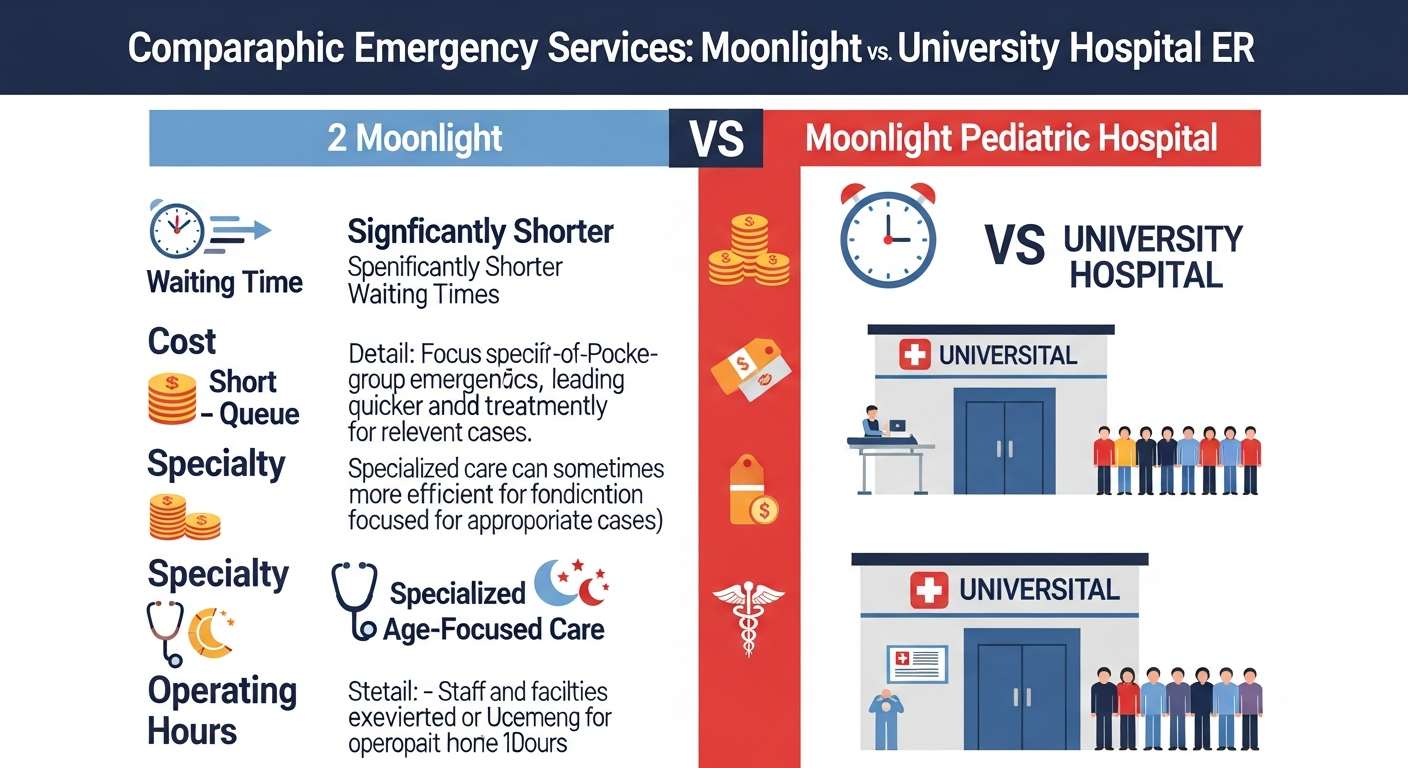 달빛어린이병원과 대학병원 응급실 비교 인포그래픽