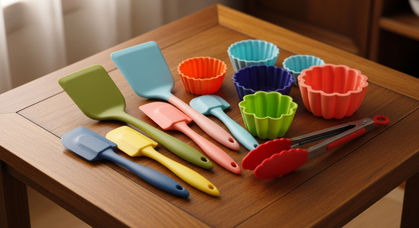 한국 감성이 느껴지는 따뜻한 느낌의 실리콘 주방용품 일러스트