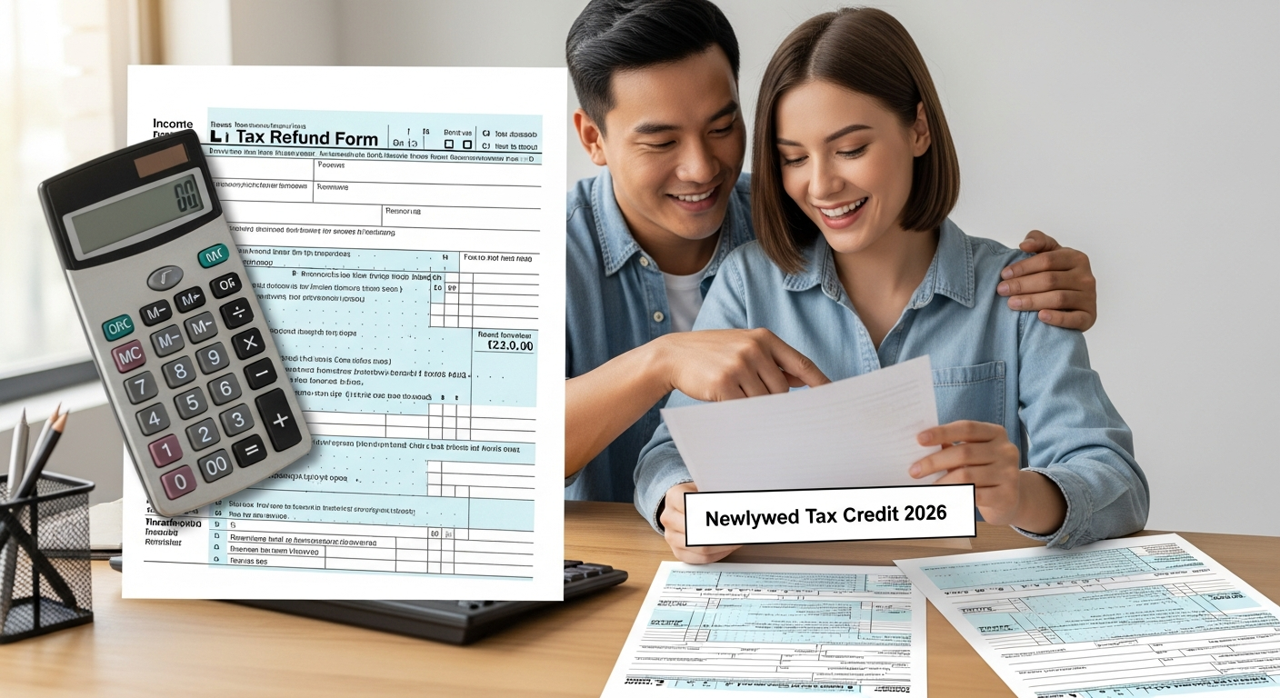 신혼부부가 2026년 신혼부부 세액공제를 확인하는 모습