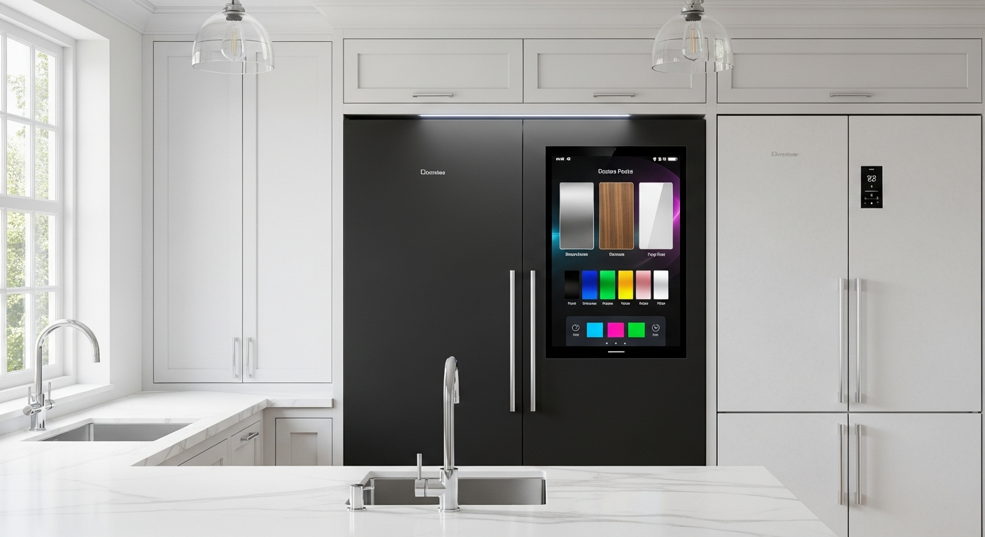 맞춤형 디자인 냉장고와 실용적인 기본 디자인 냉장고 비교 이미지