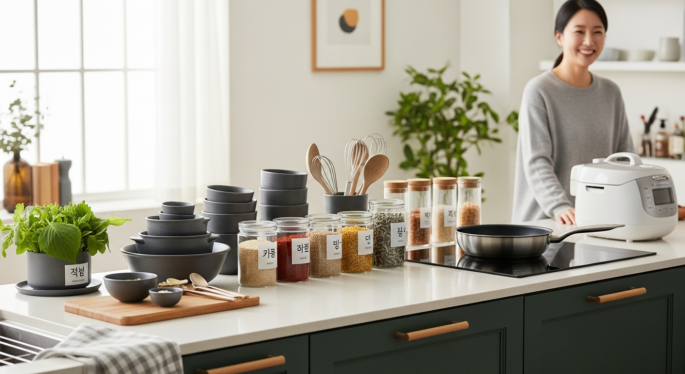 스트레스 없는 주방 환경에서 깔끔하게 정리된 주방의 모습