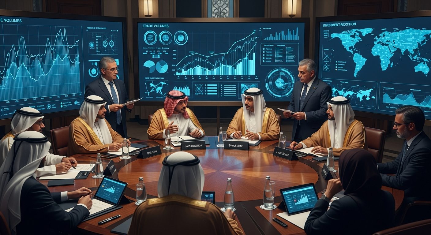 걸프협력회의 회원국들이 원탁에 모여 전략회의를 하는 모습