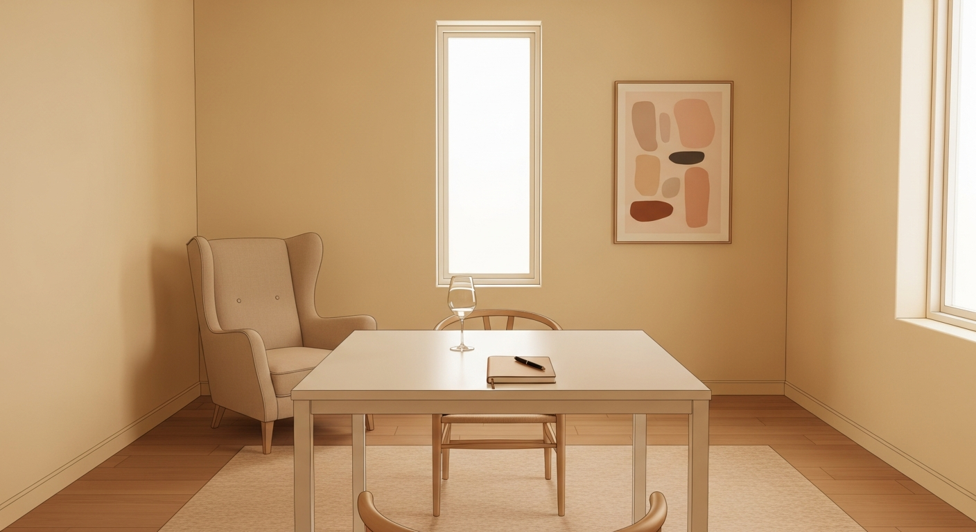 와인 테이스팅에 적합한 조용하고 밝은 실내 환경의 따뜻한 일러스트 이미지