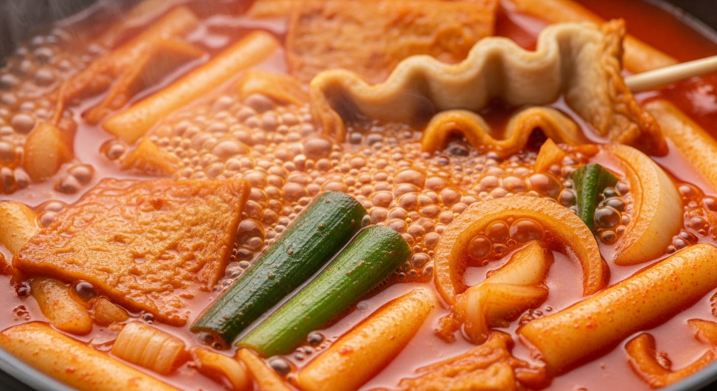 매콤달콤한 설날 떡볶이를 요리하는 모습