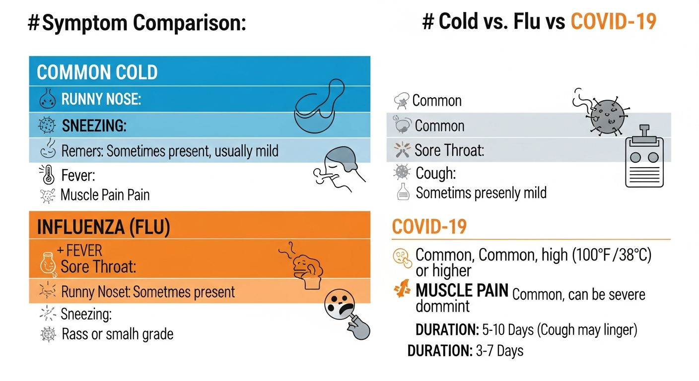 감기 독감 코로나19 증상 비교 인포그래픽