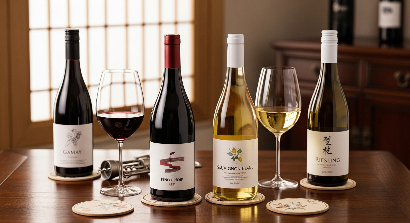 떫지 않은 부드러운 와인들을 보여주는 이미지