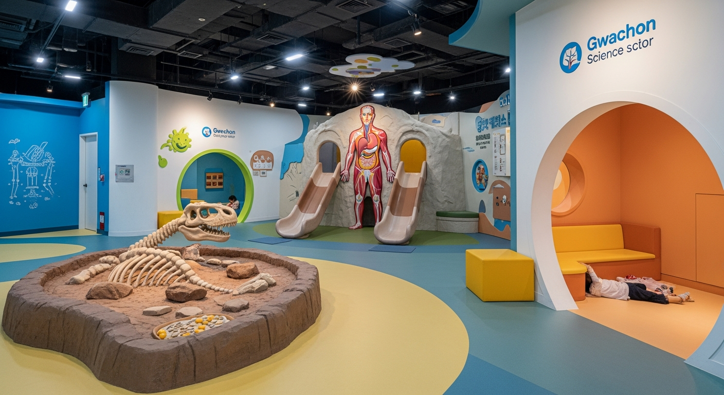 국립과천과학관 유아체험관 내부와 공룡 뼈 발굴 등 아기 맞춤 체험 공간