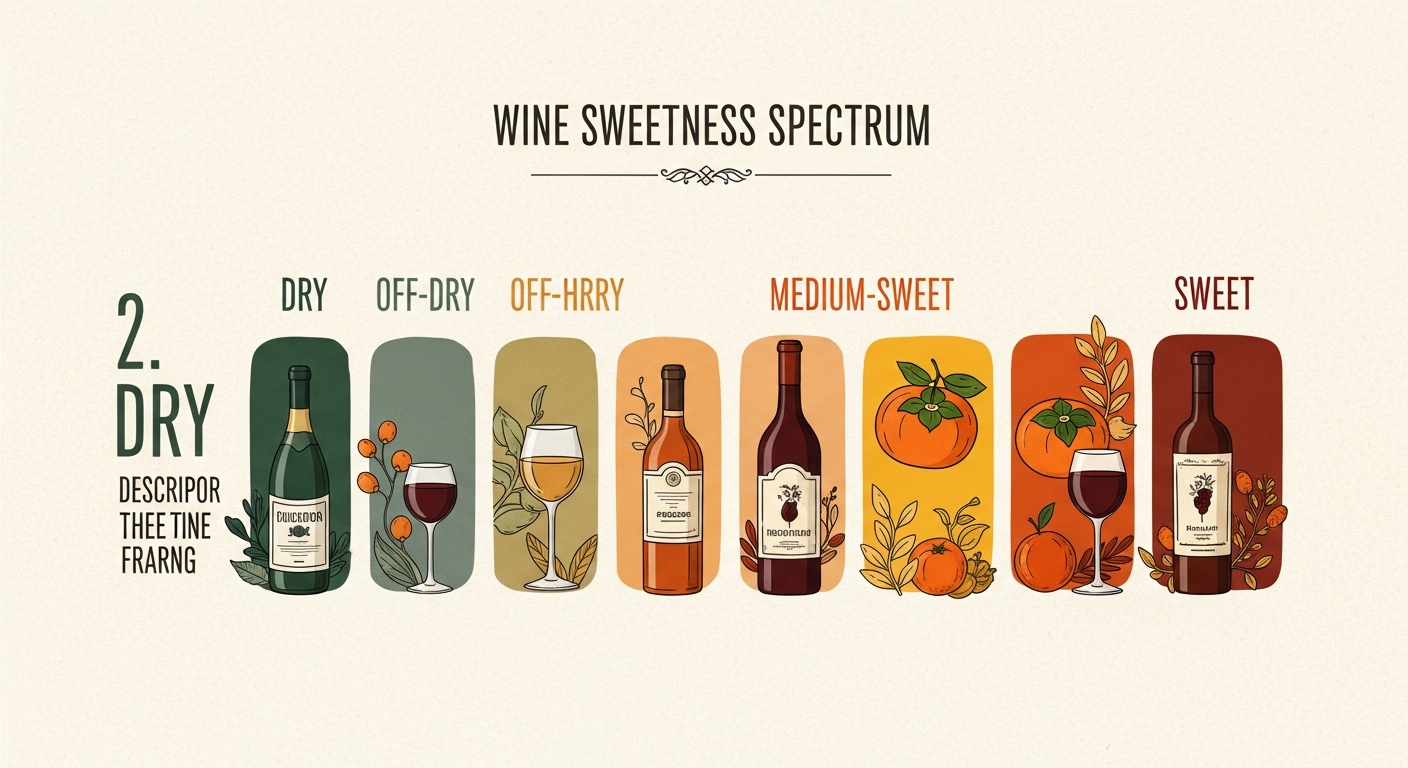 와인 당도 스펙트럼을 보여주는 인포그래픽 스타일 이미지