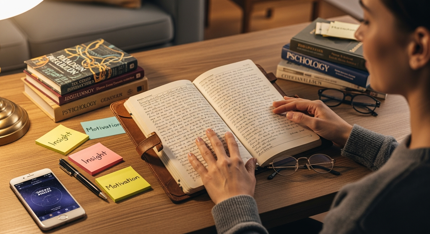 꿈 일기를 쓰는 한국 사람의 모습