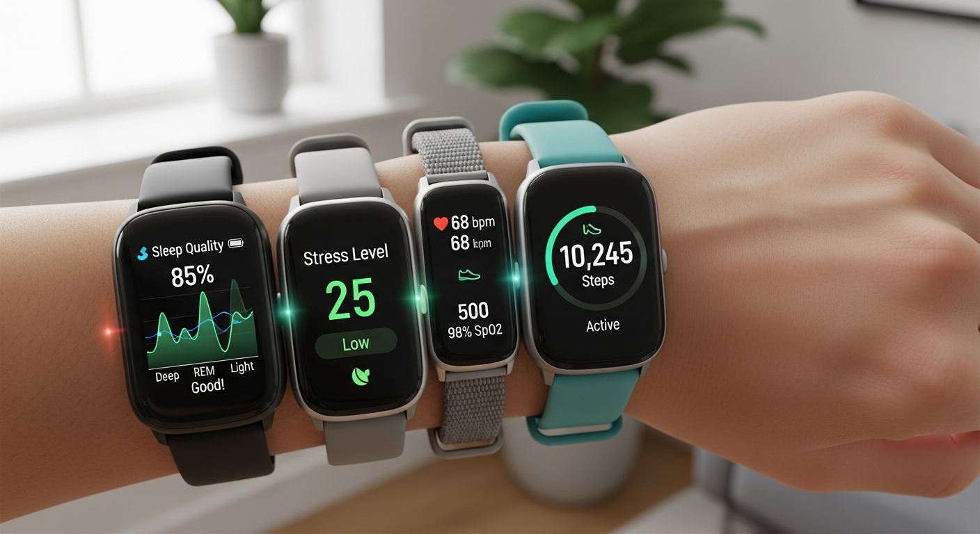 학생용 스마트밴드가 건강 데이터를 표시하는 모습