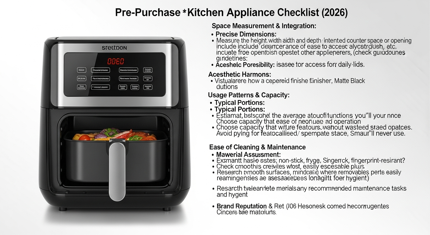 주방 가전 구매 전 최종 체크리스트가 잘 정리된 그래픽 이미지