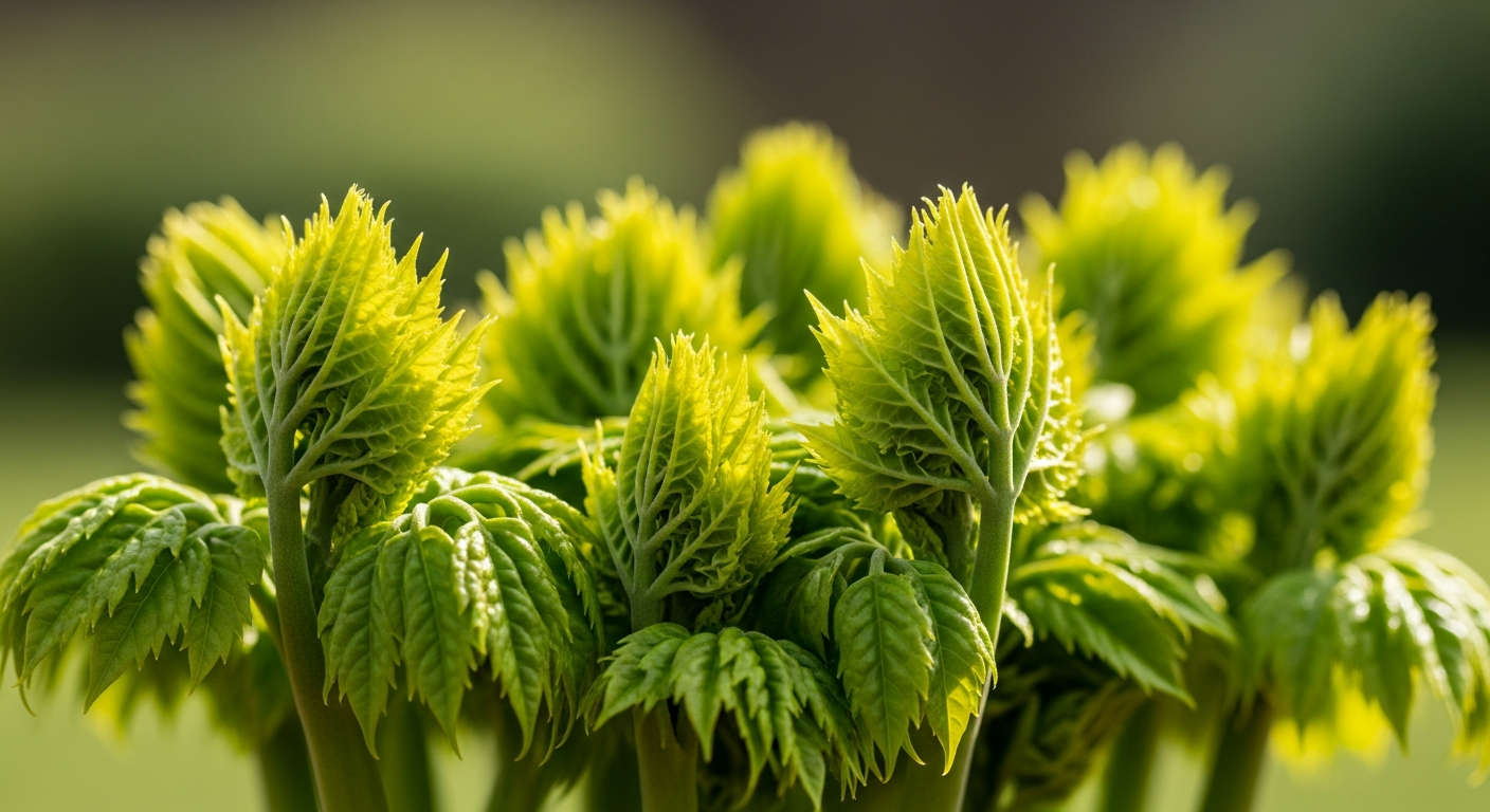 두릅의 신선한 새순 클로즈업