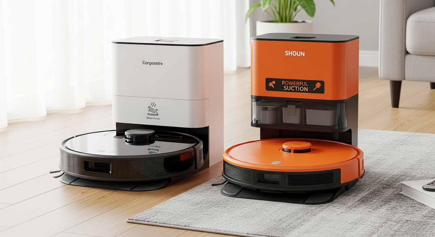 대기업 스팀 로봇청소기와 해외 가성비 로봇청소기 비교 이미지