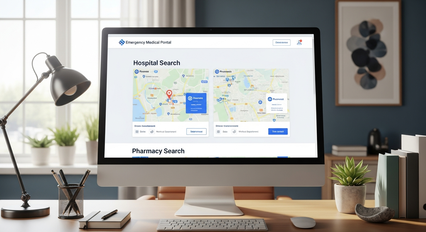 컴퓨터 화면에 표시된 응급의료포털 웹사이트 인터페이스