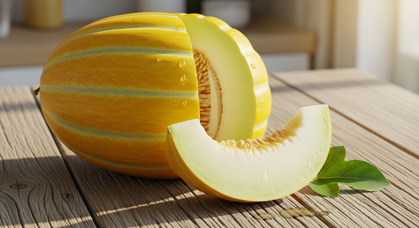 5월에 출하되는 참외의 노란 껍질과 속이 드러난 신선한 참외