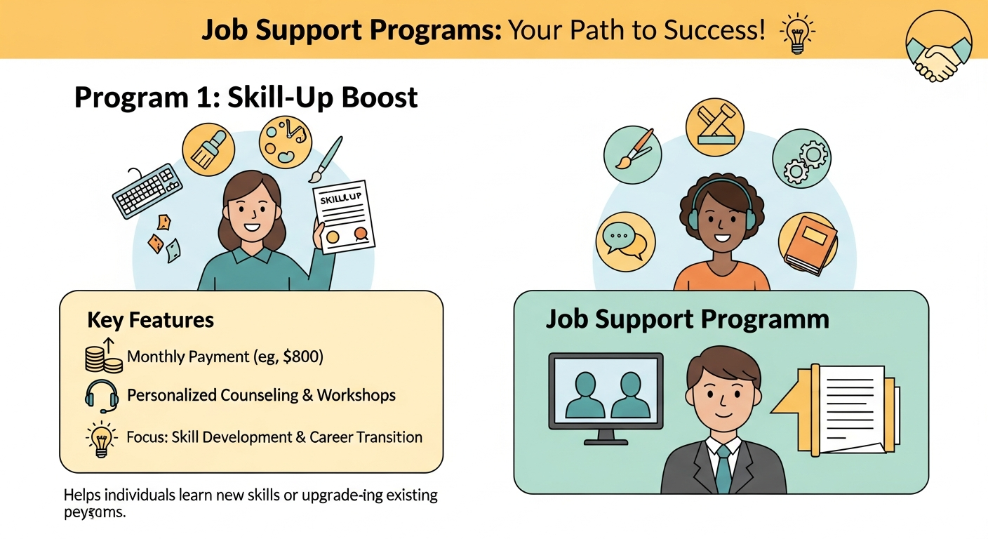 국민취업지원제도의 1유형과 2유형을 설명하는 인포그래픽 일러스트